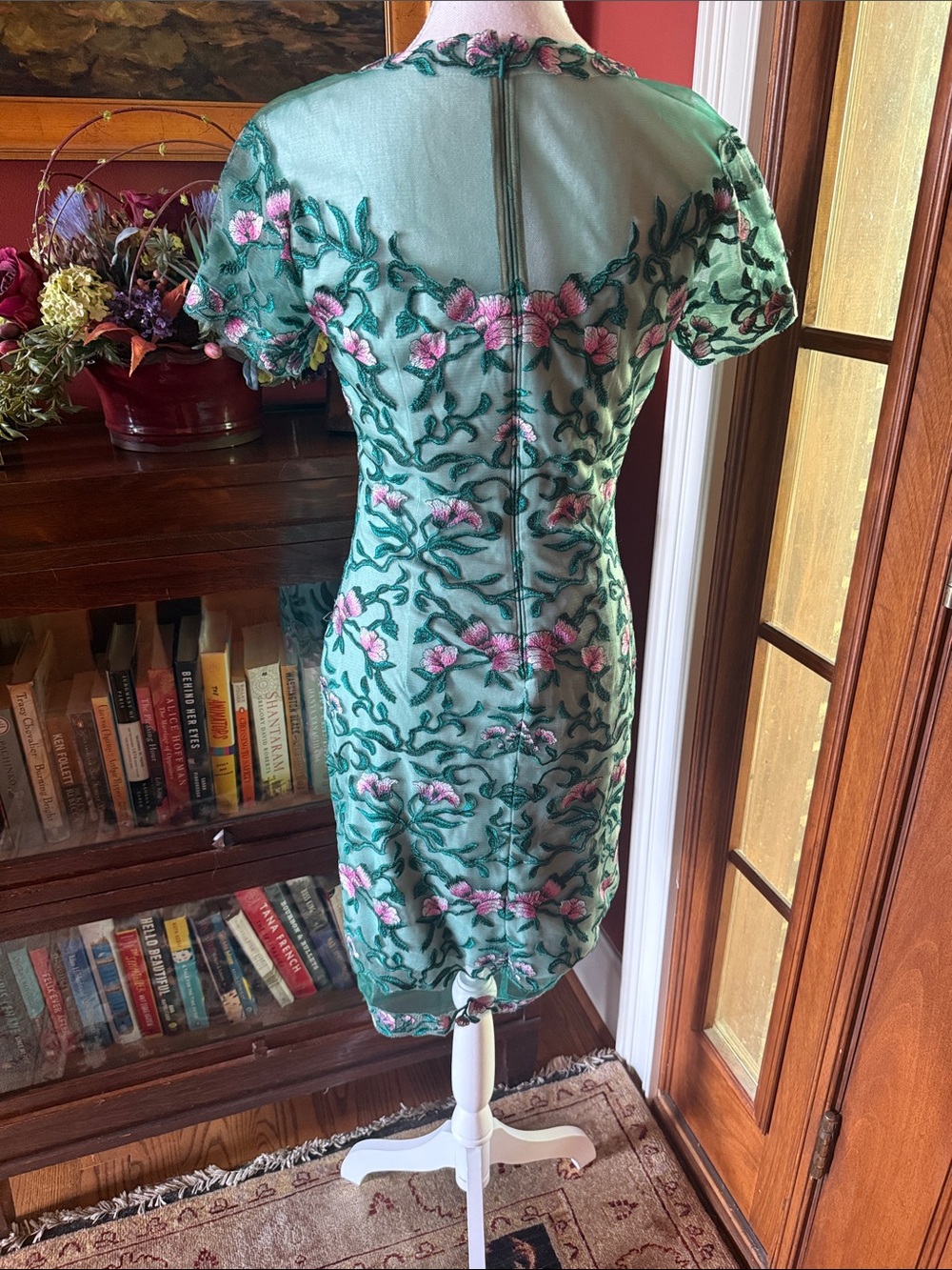 Tadashi Shoji Mint Green Embroidered Floral Midi Dress - Picture 2 of 2